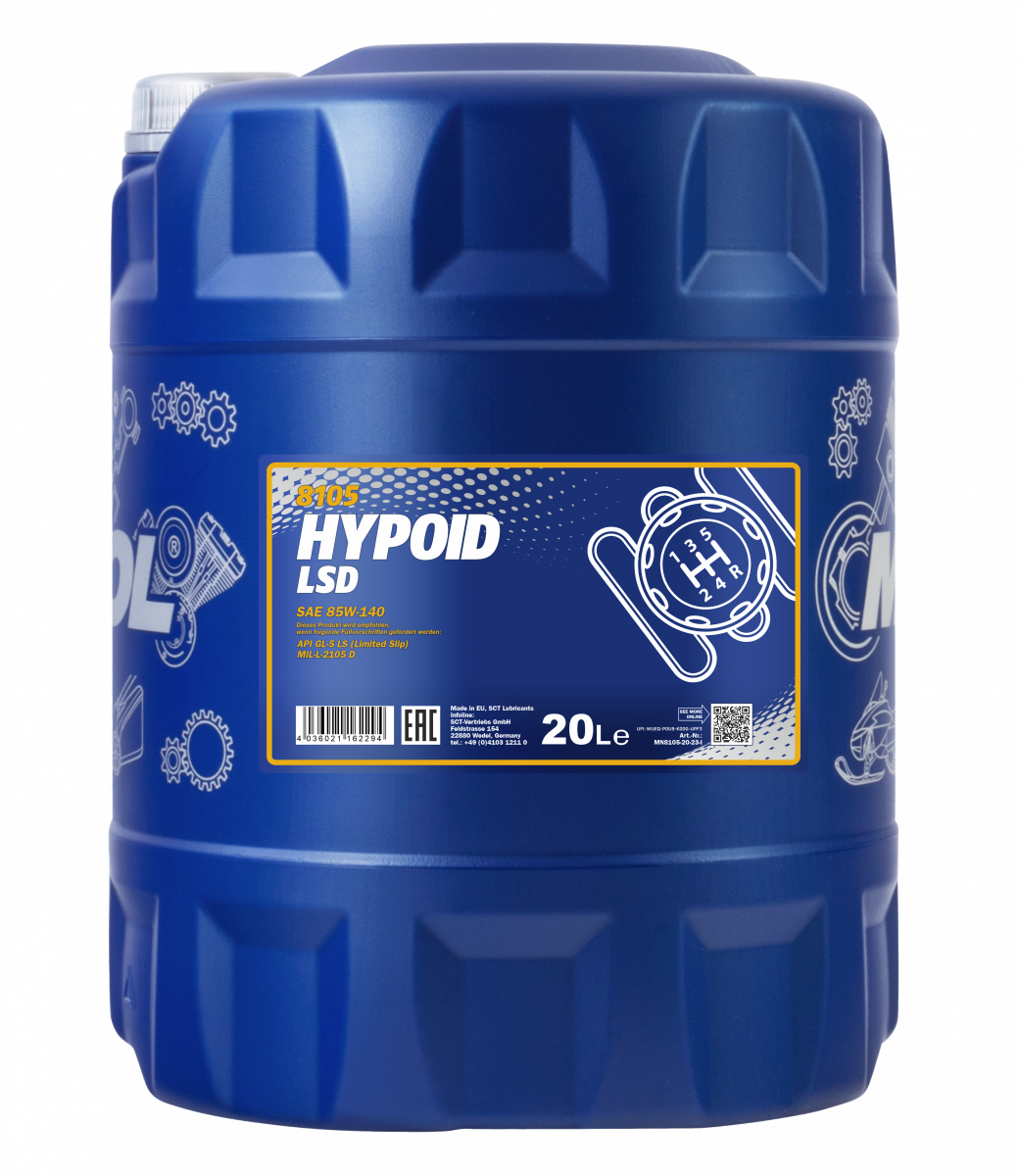 Transmisijas eļļa MANNOL 8105 Hypoid LSD 85W140 20L